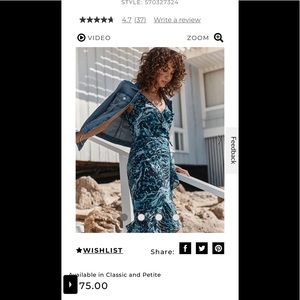 NWT White House Black Market size 14 blue summer ruffle wrap dress, Make Offer!